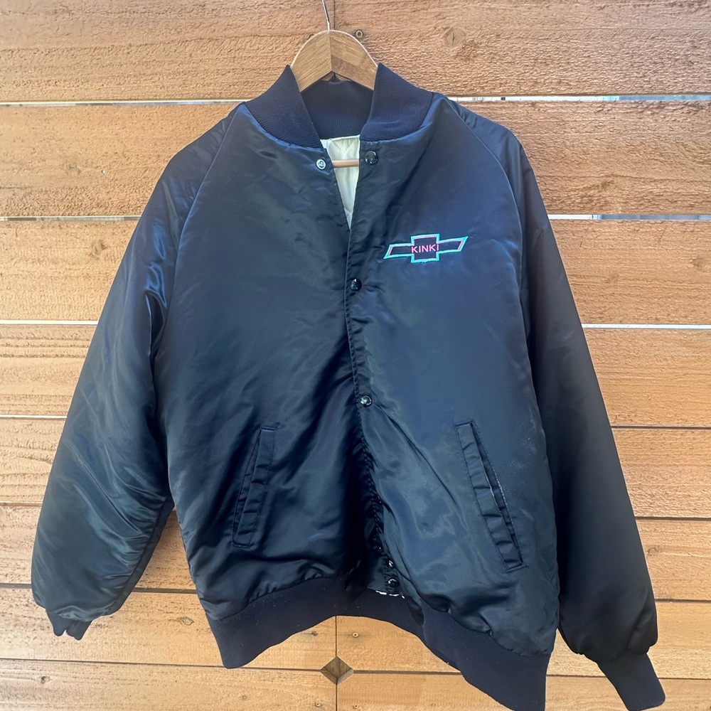 Vintage westark Black Satin Donald Duck Beach Patrol Bomber Jacket